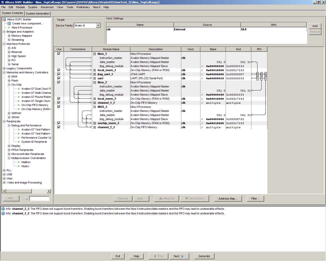 Figure 2: Design example in the Altera SOPC builder design environment Figure 2: Design example in the Altera SOPC builder design environment
